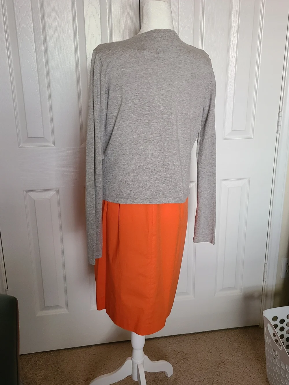 VTG NWT Evan Picone Orange Sleeveless Cotton Lycra Dress With Embridered Sweater